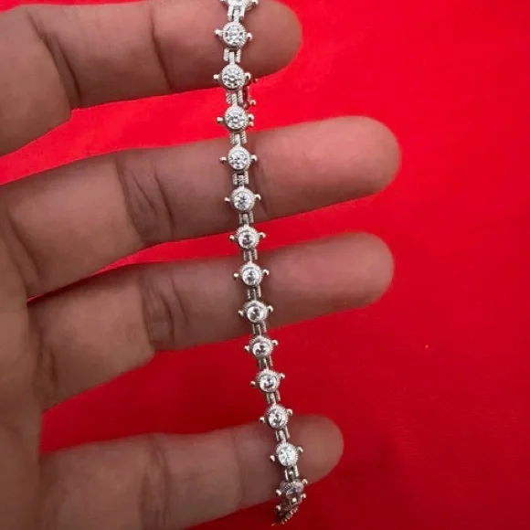 Beautiful Judith Ripka 925 Silver  CZ Bracelet - 6.5” long - Picture 2 of 6